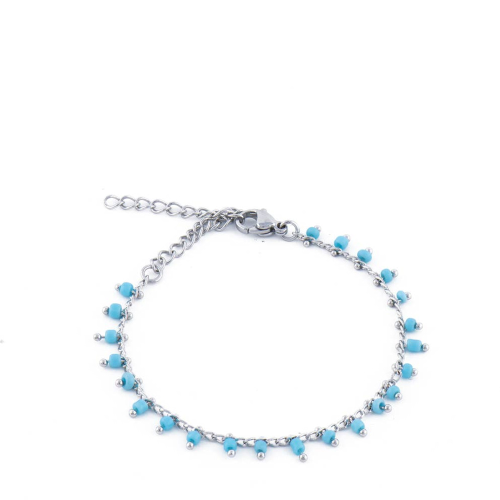 Beaded Blue & Silver Bracelet